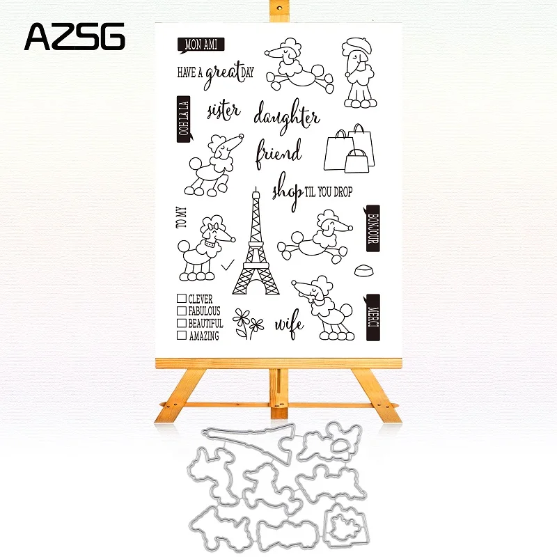 

AZSG Metal Cutting Dies and Clear Stamp Set for DIY Scrapbooking Photo Album Decoretive Embossing Stencial ST-CD-613