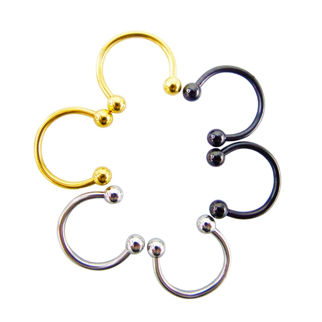 6pcs/lot 3 Colors Titanium 16g Horseshoe Ring Micro Circular Barbell