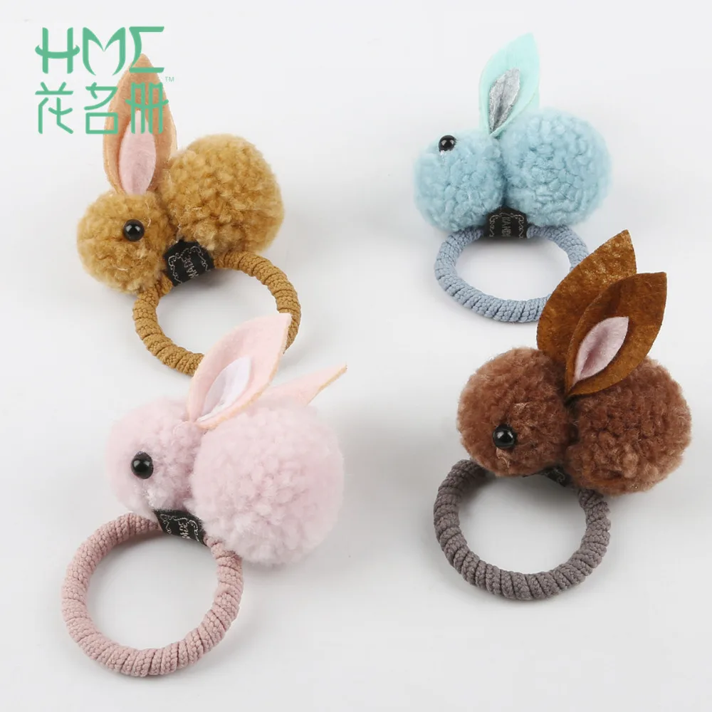 

Cartoon Plush Girls Rabbit Hairpin For Girl Women Kids Hair Rope Cute Hair Clip 3D Child Hair Accessories Rubber Band 3pcs