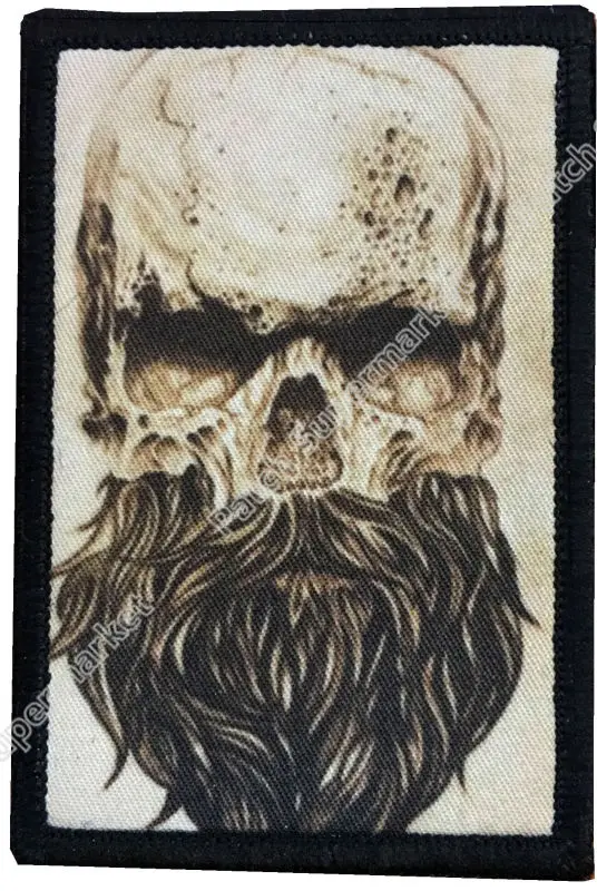 

Skull Beard Morale Patch clothing Tactical ARMY Hook Military USA Badge Flag Seal Devgru MC Embroidered Biker Vest Patches Badge