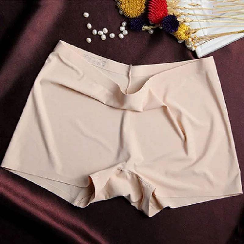 X Women's Ice Silk Safety Shorts Invisible Seamless Boxer Briefs Underwear Boyshort - Цвет: X