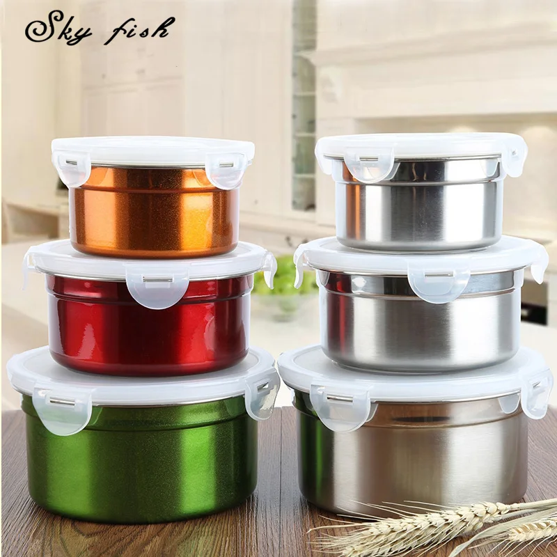3pcs Pack Stainless Steel Portable Bento Box Leak Proof Lunch Boxs