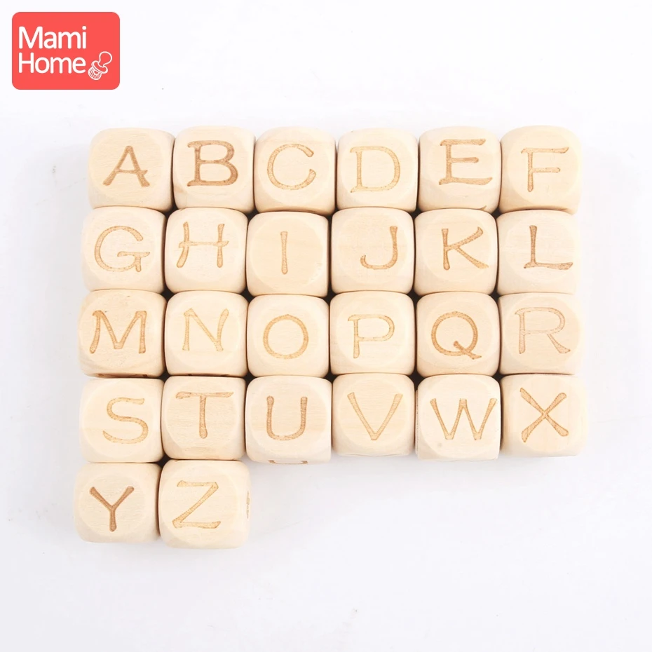 

mamihome 30pcs 12mm Wooden English Letter Beads Baby BPA Free Food Grade Materials Teething Toy DIY Making Necklace Baby Teether