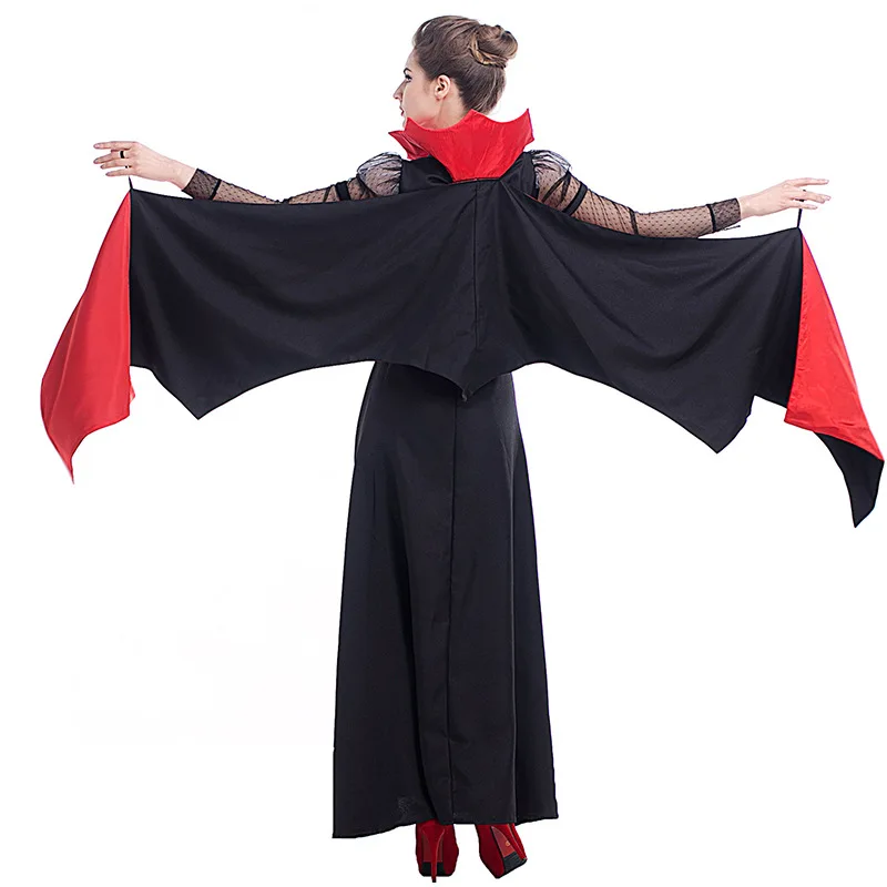 Adult Bat Wings Vampire Costume Halloween Red Cape Ladies Fancy Dress