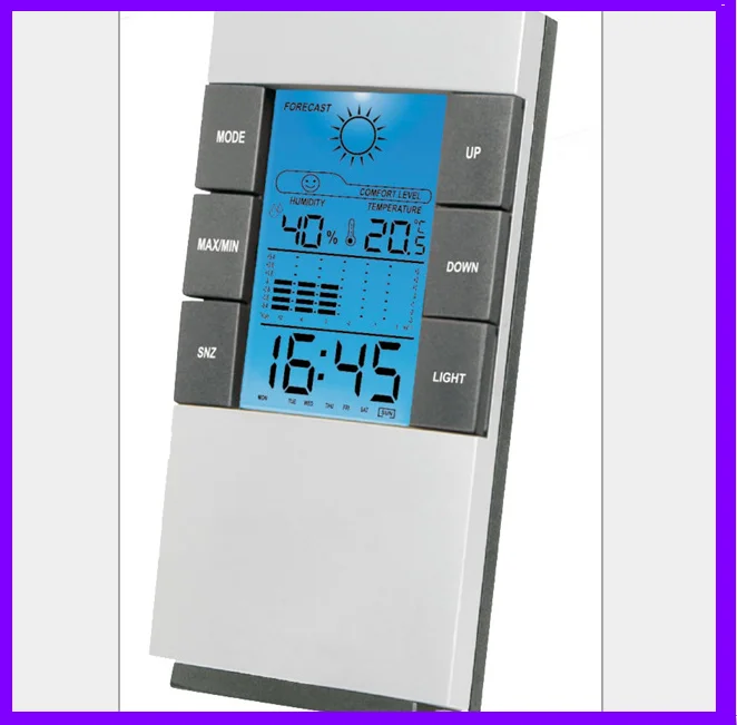 

New Weather Station Digital LCD Temperature Humidity Meter Indoor/Outdoor Room Thermometer Calendar Clock Hygrometer