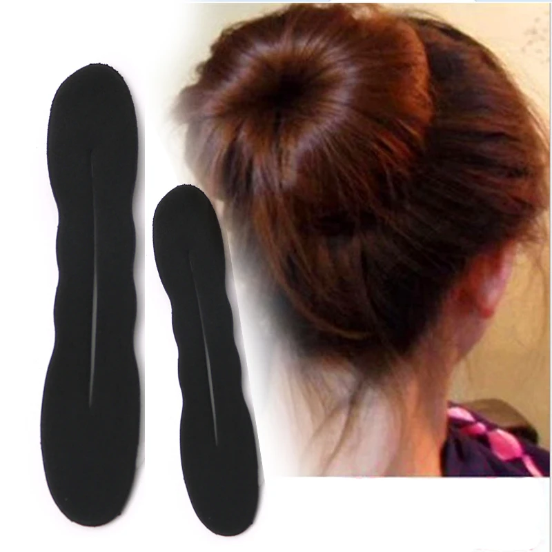 Black Magic Foam Sponge Clip Hair Styling Donut Bun Former Maker