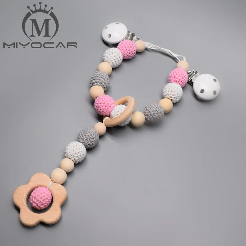 Miyocar красивый розовый и серый деревянные бусы Детские коляски Шарм коляски, игрушки, детские погремушки Mobiles игрушка-погремушка крепится к кровать