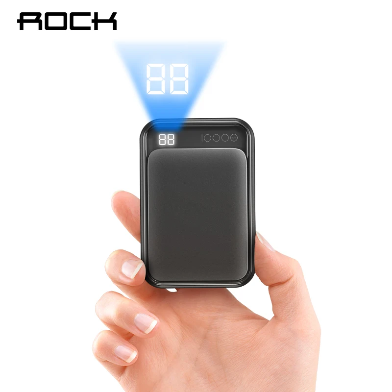 ROCK Mini power Bank 10000 мАч для iPhone Sumsung Xiaomi Портативный внешний аккумулятор power bank с цифровым дисплеем