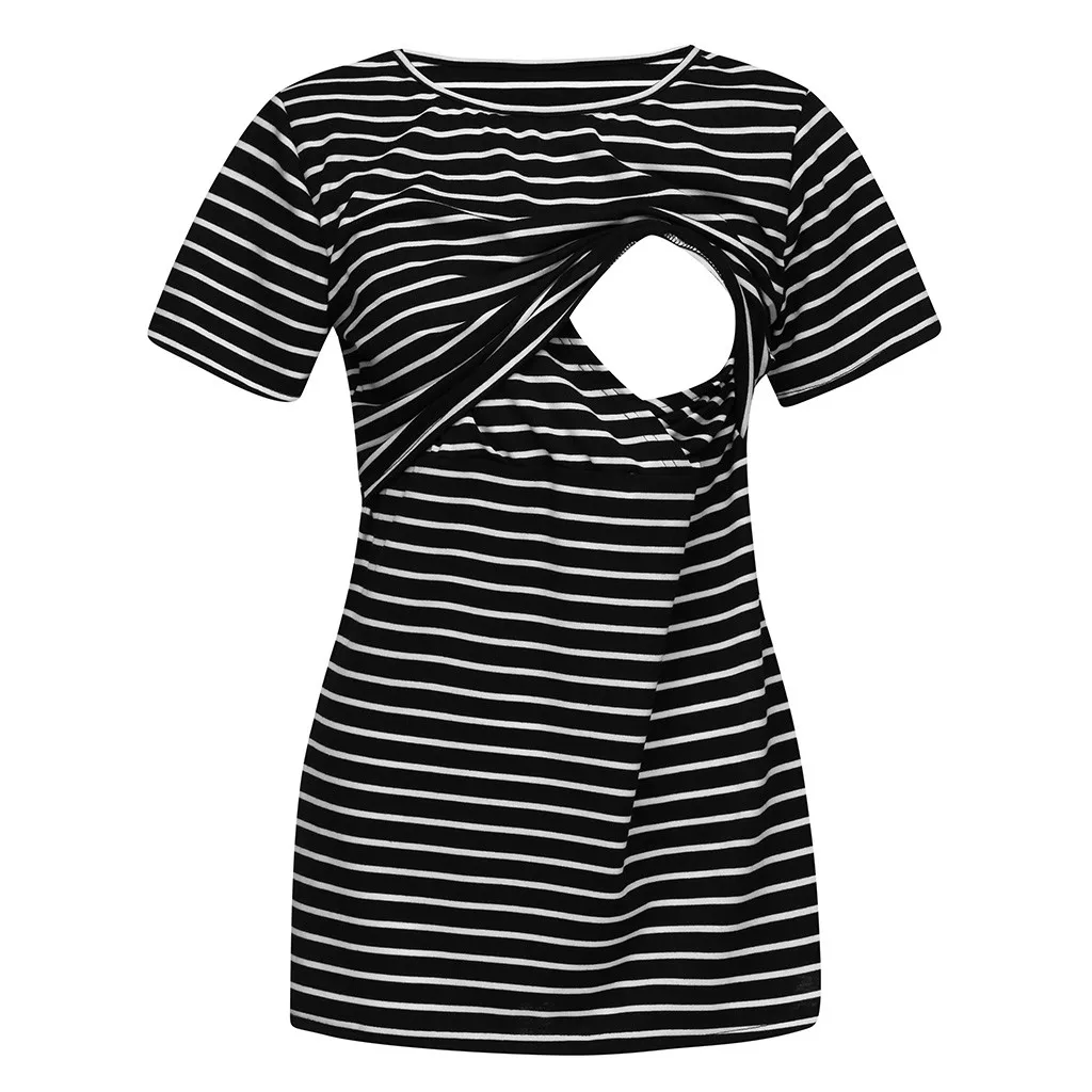 

Maternity Clothes Women Maternity Mom Nursing Striped Print T-shirt Pregnancy Breastfeeding Clothes Summer Clothes For Women