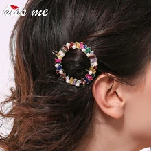 KISS ME Женские свадебные аксессуары для волос Свадебные корейские модные прозрачные цветные акриловые хрустальные круглые заколки для волос ювелирные изделия