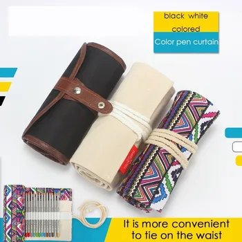 

36/48/72 Holes Big Pencil Case School Canvas Roll Pouch pecncil box Constellation Pencilcase Sketch Brush pen Pencil Bag Tools