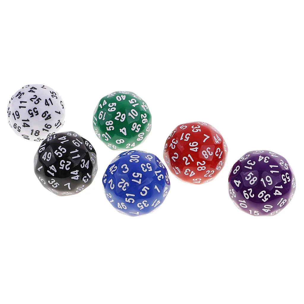 6 Pcs 60 Sided Dice D60 Polyhedral Dices Dungeon & Dragons RPG Board Game for Funny Family Housework Game Family Kids Pub Club