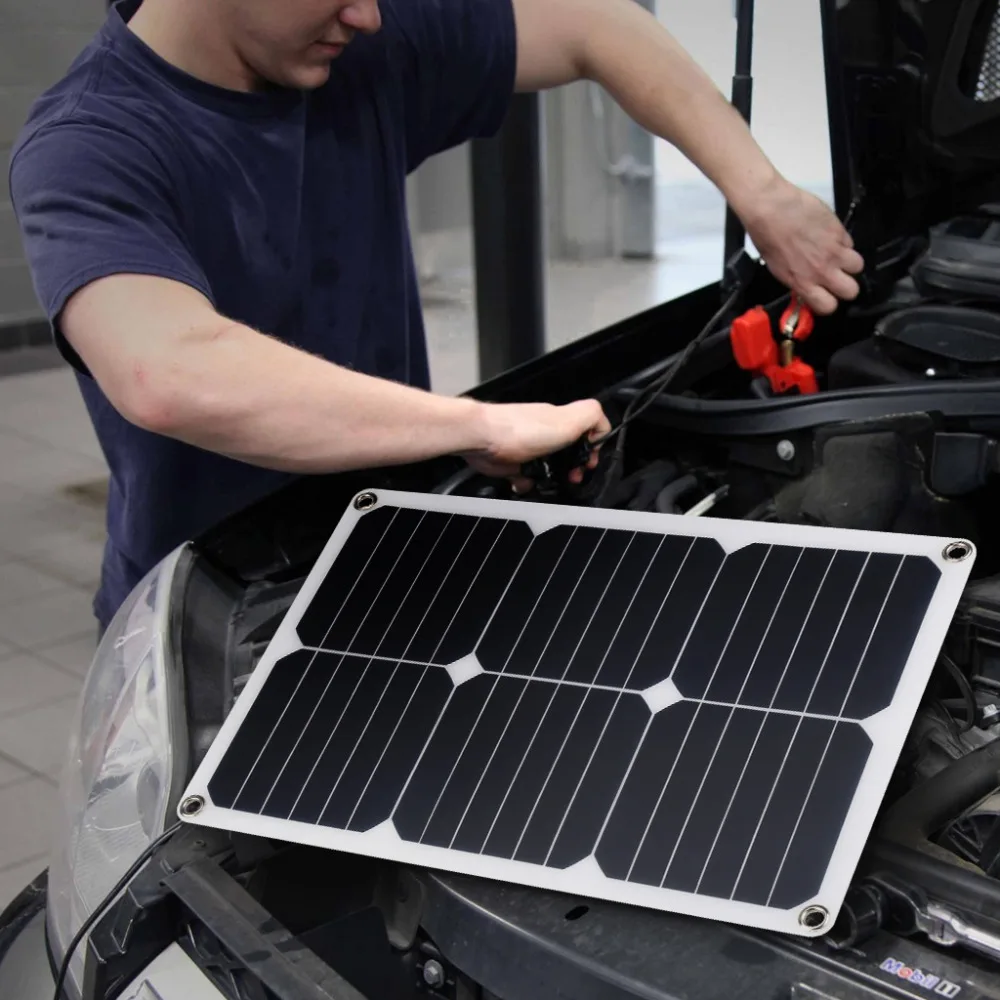 

18V 18W SunPower Solar Panel Solar Car Battery Charger Cigarette Lighter Plug Battery Charging Clip Line Suction Cups