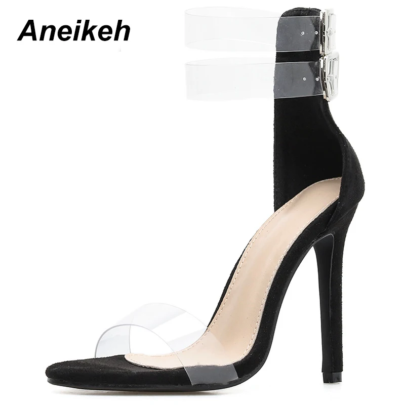 Aneikeh 2019 النساء الصنادل عالية الكعب السيدات PVC مفتوحة اصبع القدم الكاحل حزام صنادل طراز جلاديتور الإناث الزفاف أحذية مثيرة الخنجر مضخات Aneikeh 2019 النساء الصنادل عالية الكعب السيدات PVC مفتوحة اصبع القدم الكاحل حزام صنادل طراز جلاديتور الإناث الزفاف أحذية مثيرة الخنجر مضخات