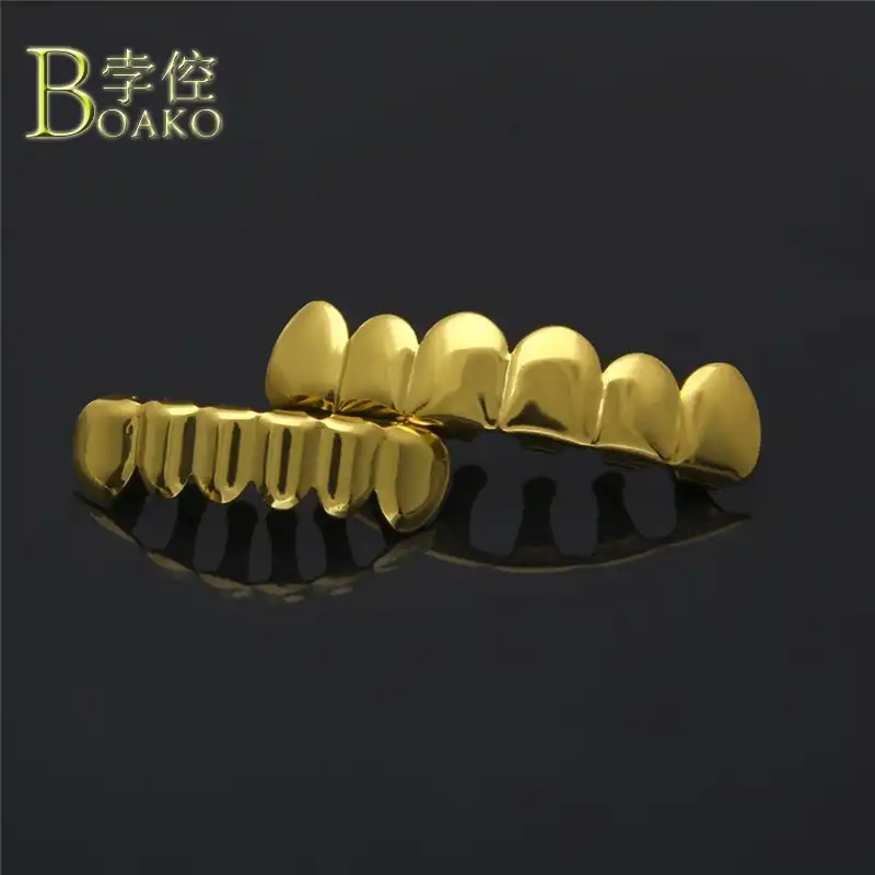 BOAKO Роскошные решетки Для мужчин в стиле «хип-хоп» золото дентальные украшения зубные решетки, реперские кепки Зубы сетки накладки панк укр...