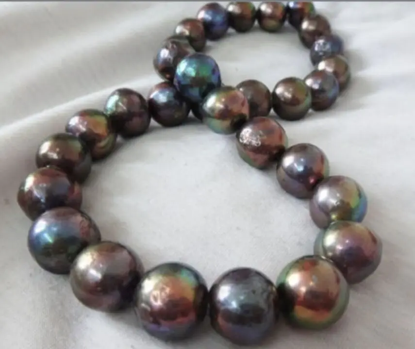 

0002057 HUGE 18"16MM NATURAL SOUTH SEA GENUINE BLACK PEACOCK MULTICOLOR PEARL NECKLACE