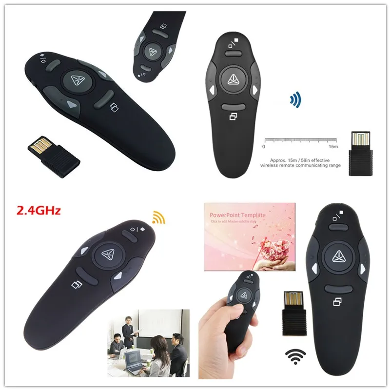 1 шт. 2 4 ГГц Беспроводной презентаций Powerpoint Presenter Ручка USB RF пульт дистанционного