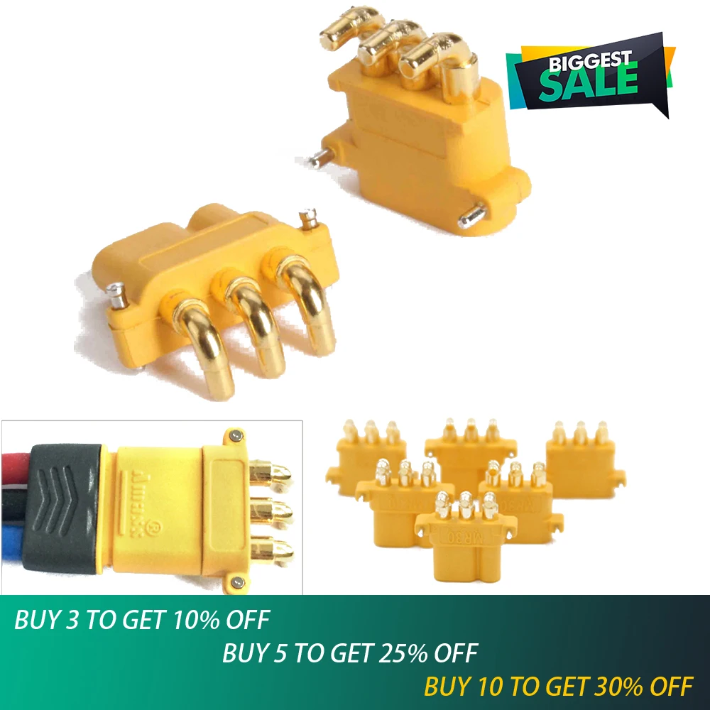 

5pair AMASS MR30PW MR-30 PCB Three pin Male Female 2mm Bullet Connectors Plugs RC Lipo Battery