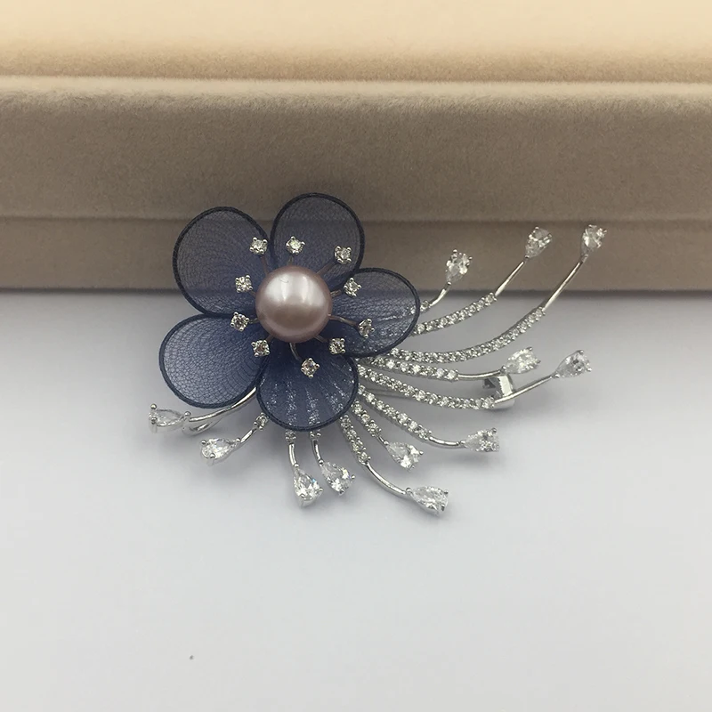 Sinya Natural Pearl Brooch high luster with white Gold plated Brooches New arrival 2018 Pearls color pink purple white optional (2)