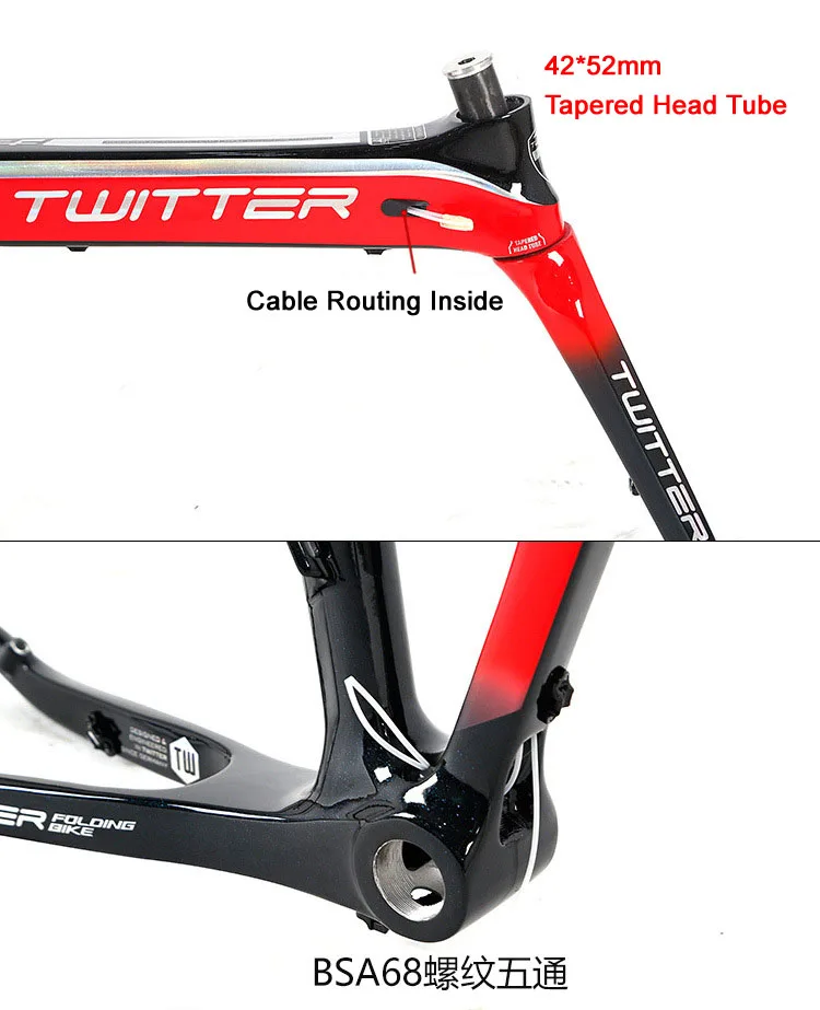 Excellent Twitter F2.0 T800 Carbon BMX Folding Bike Frame 20 Inch Wheels Portable Folding Bicycle Cycling Frame 20er Disc and V Brake 9