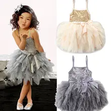 Дети Обувь для девочек Кружево Тюль рукавов Платье–пачка с принтом и бантом пышное свадебное нарядное платье принцессы