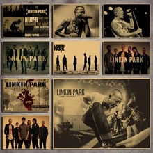 Винтажная ретро-рок-группа Linkin park, музыкальная гитара, матовая крафт-бумага, античный плакат, настенная наклейка, домашний декор