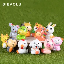 Cartoon Animal Figure Chinese Zodiac Miniature figurine model Home Decoration Fairy Garden statue kids toy Home ornaments