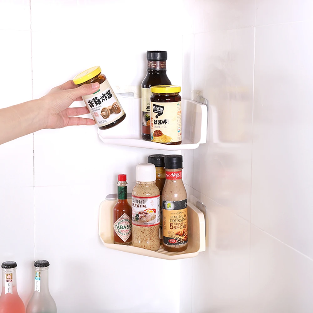 

Plastic Bathroom Corner Rack Shelf Suction Cup Kitchen Space-saving Shelf Organizer Holder Shower Shelf Bathroom Accessories