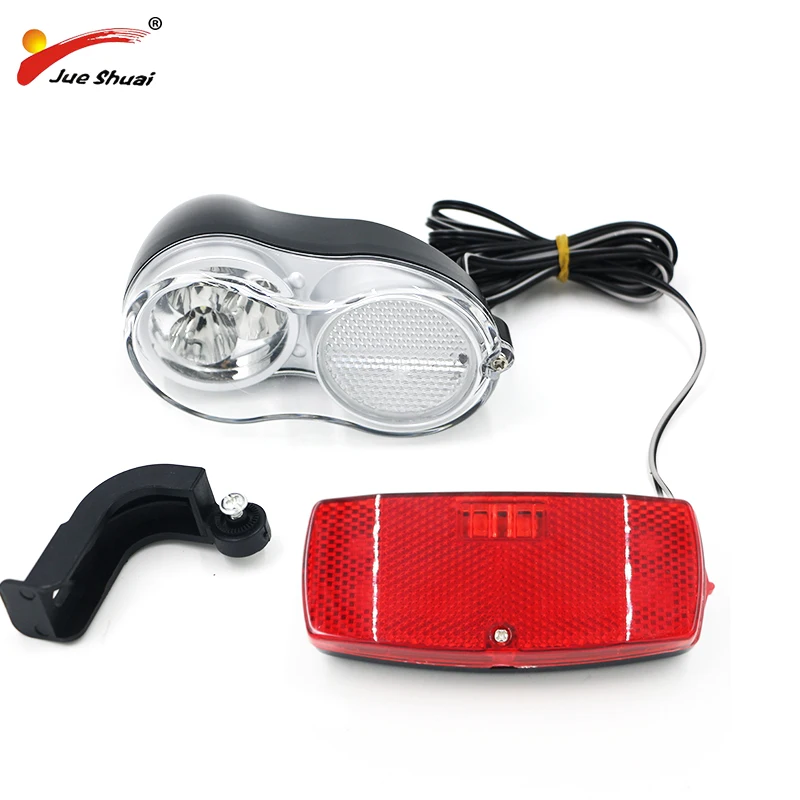 

36V/48V electric bike front and rear light bright LED Head and tail Light Head lamp with Two Connector rear lamp without battery