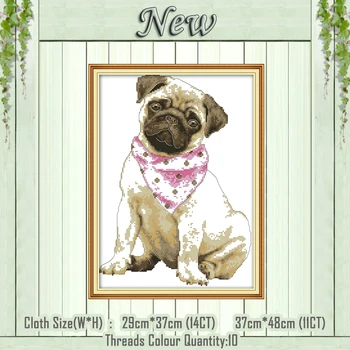 

dog with a red scarf animals painting counted print on canvas DMC 14CT 11CT chinese Cross Stitch Needlework Sets Embroidery kits