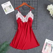 Пикантные Темно-синие женская ночная рубашка кружева рубашки спокойной мини-ночная рубашка юбка на подтяжках пижамы район рукавов для женщин M-XL