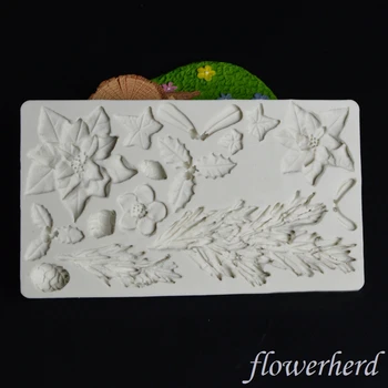 

3D Christmas Wreath Mold Xmas Winter Wreath Flower Silicone Fondant Cake Mold Baking Silicone Mold for Christmas