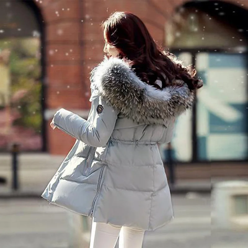 Jvzkass 2018 new Fur Winter Jacket Women White Duck Parka Jackets Natural Raccoon Fur Collar Female Winter Coat Women Parkas Z23
