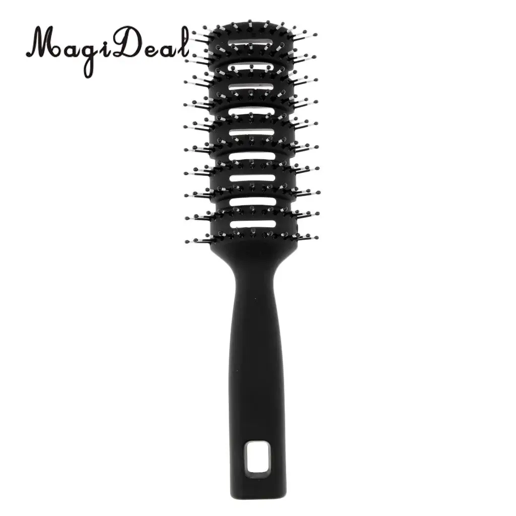 Vented 10 Row Styling Hairbrush Detangler Comb for Wet Dry Long Hair Black
