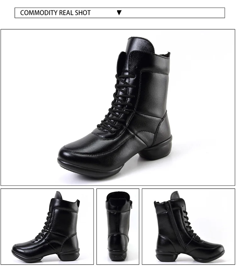 Brand New Genuine Leather Boots For Women Casual Shoes Square Heel Winter Shoes Woman Ankle Boots Botas Dance Shoes Black XZ65 (32)