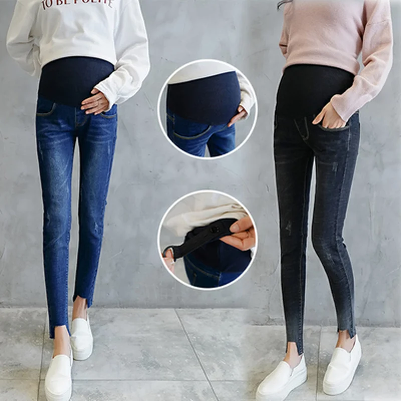 

Stretch Denim Maternity Jeans 2019 Spring Pregnancy Clothes for Pregnant Women Winter Thicken Pencil Maternity Pants Trousers