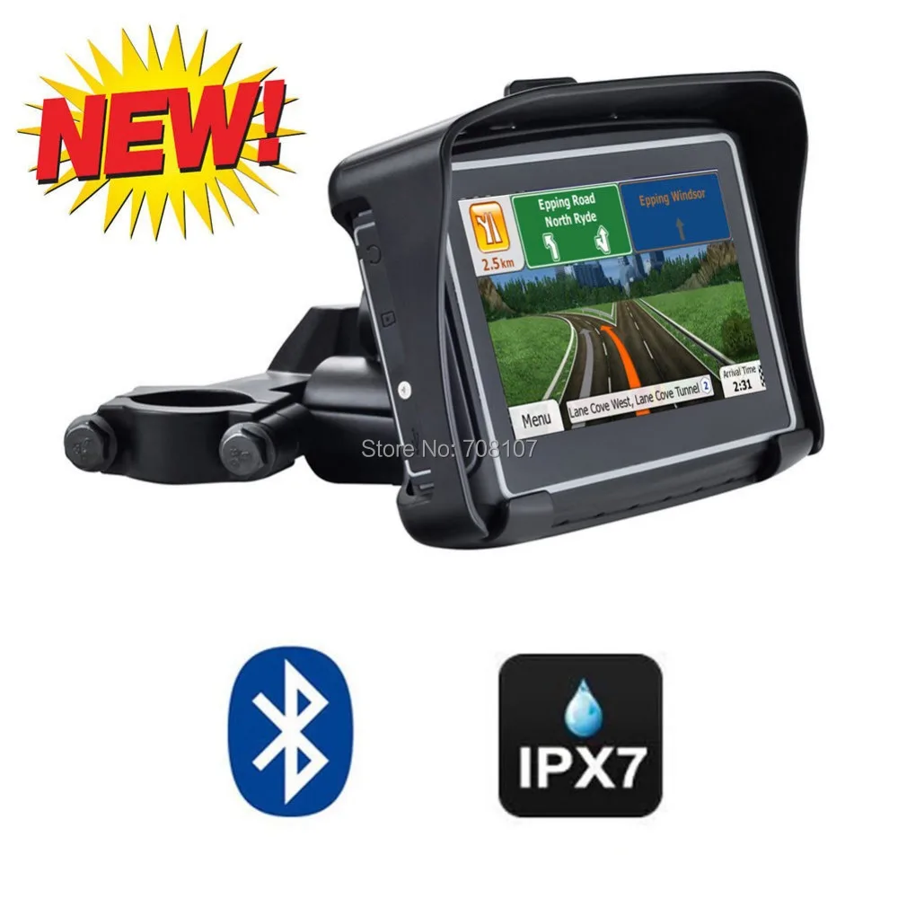 

Prolech Waterproof Motorcycle GPS -4.3 Inch Win CE 6.0 Car GPS Navigator - Built in 8GB Flash with Map-FM Transmitter/Bluetooth