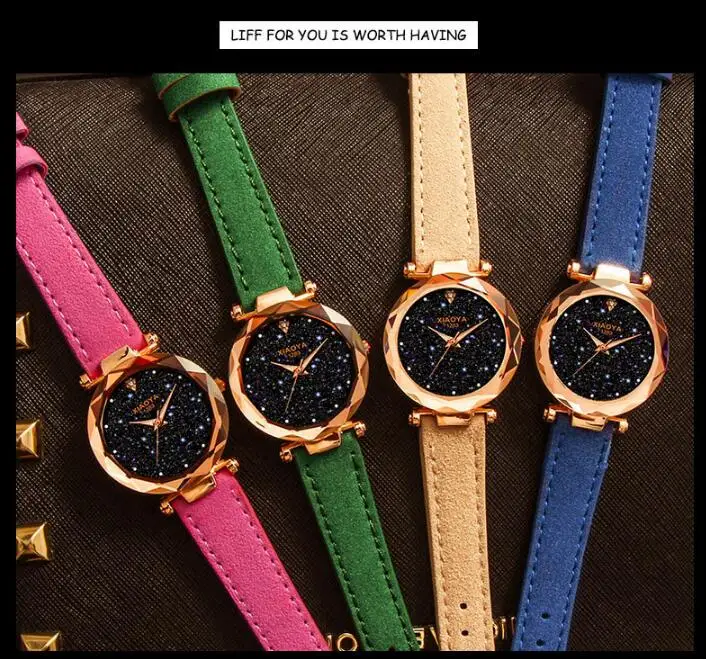 Блестящие женские часы звездного неба, модные дизайнерские часы с циферблатом, роскошные Светящиеся женские кварцевые наручные часы с браслетом, новинка, лучший подарок для девушек