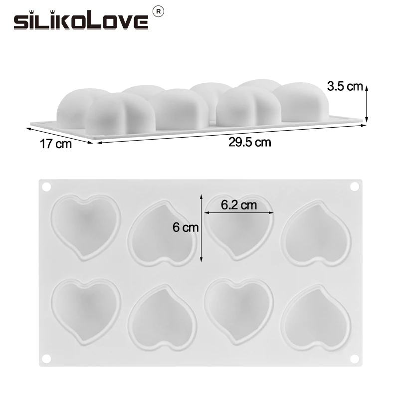 SILIKOLOVE Silikone форма для Мусса торт сердце Свадебные 3d силиконовые формы украшения торта инструменты десерт-выпечка формы белый