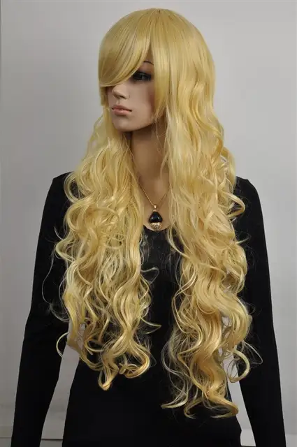 Free Shipping Fashion Blonde Color Big Wavy Perm Women Extra Long