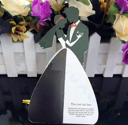 White bride bridegroom Valentine's Day wedding greeting card invitations 3D Paper Invitation Card Party pop up card Decorations