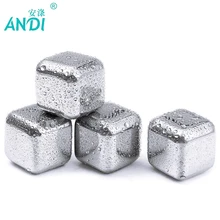 5 pcs/lot Newest Whiskey Stainless steel Stones Whisky ice cooler for Whiskey beer Bar household Wedding Gift Favor Christmas