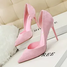 Women Classic Pumps Flock Suede High Heel Shoes Pointed Thin Heeled Sexy Elegant OL Office Shoes Single Women Heels Shoes 3168-6
