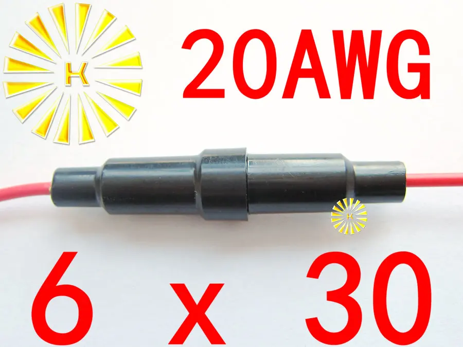 

#20 провод 6*30 мм, черная лампа с красным кабелем 20AWG x 200 шт.