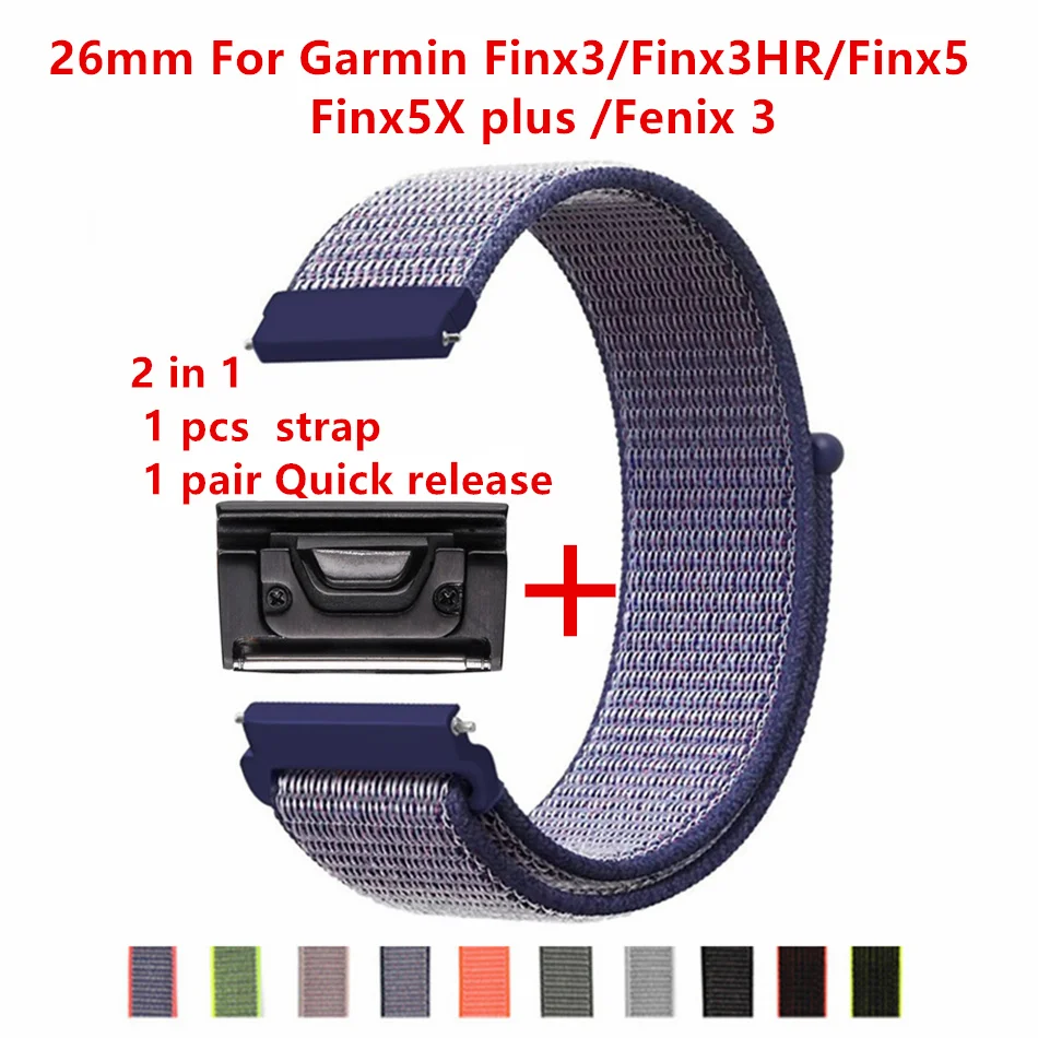 

26mm Quick release Nylon Velcro Wrist Strap For Garmin Fenix 3/Fenix 3 HR/ Fenix 3 zafiro/Fenix 5x /Foretrex 601 Watch strap