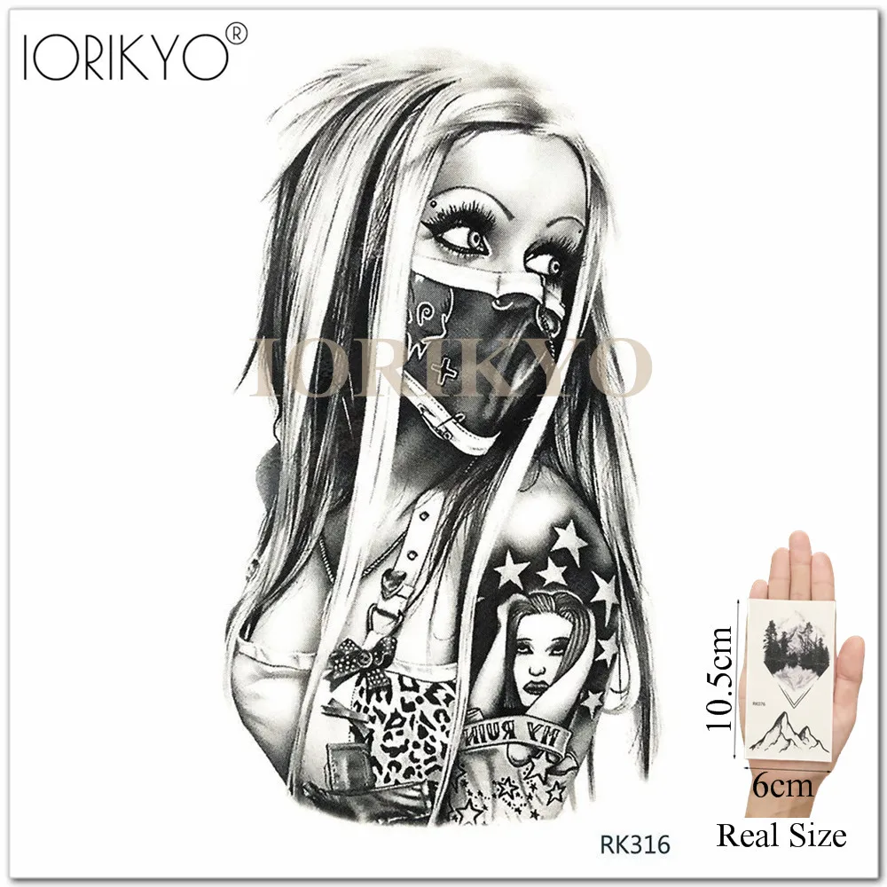 Iorigoo, сексуальные очаровательные Временные татуировки, наклейки для женщин, взрослых, старая школа, водостойкие татуировки для девушек, макияж, накладные черные татуировки, паста