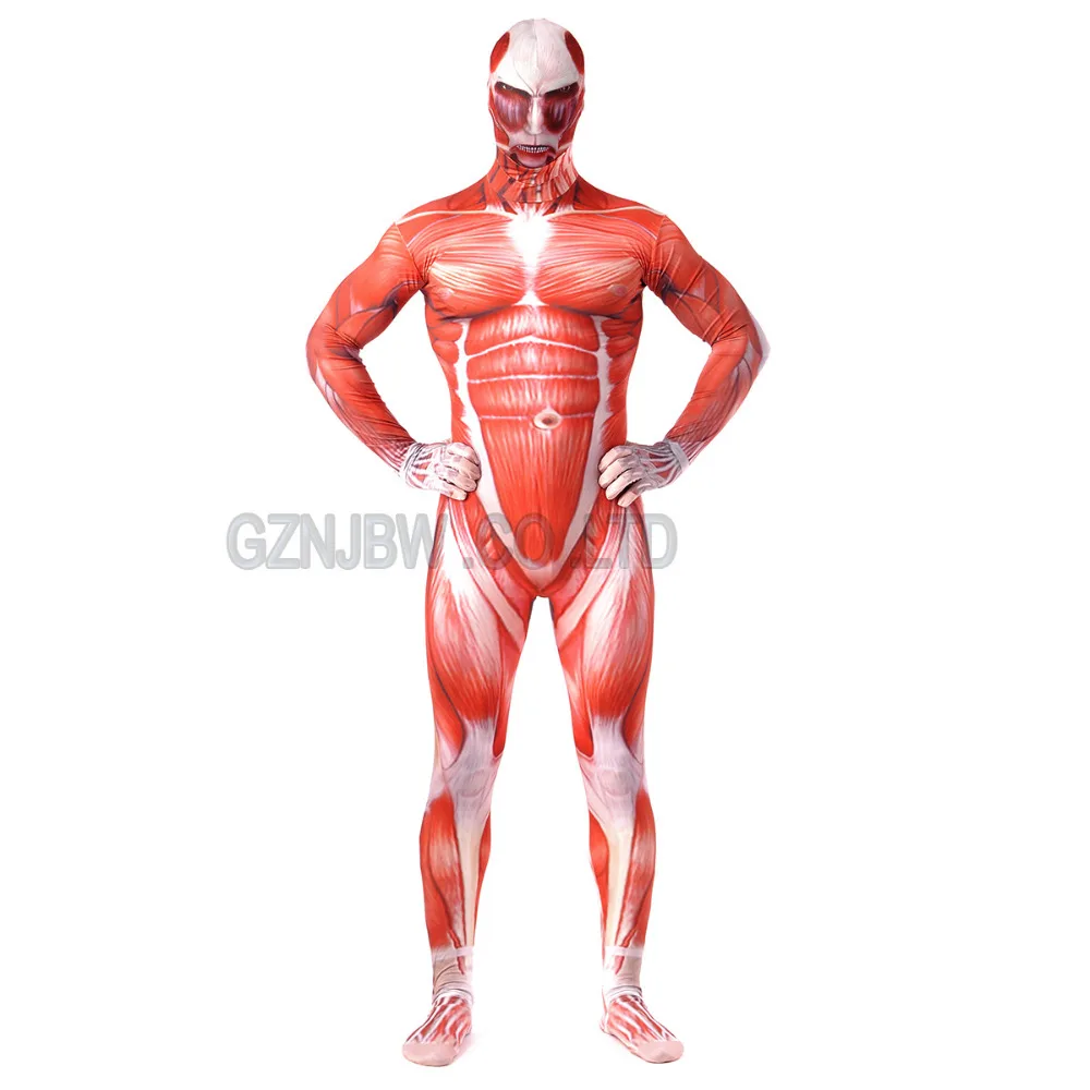 

Attack on Titan Cosplay Costume Costume Adult Mens Lycra Spandex Halloween Muscle Zentai Suit Bodysuit Unitard leotard