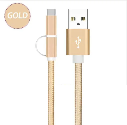 25 см micro usb type c короткий кабель для быстрой зарядки 2 в 1 для xiaomi mi power bank tablet mi 9 8 se lite A2 redmi note 7 6 pro K20 - Цвет: Gold