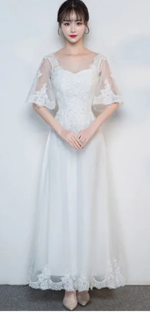 white long Robe De Soriee новые черные коктейльные платья длиной выше колена с кружевными бабочками и рукавом до локтя Элегантное коктейльное платье для вечеринки Vestidos De Novia - Цвет: white long