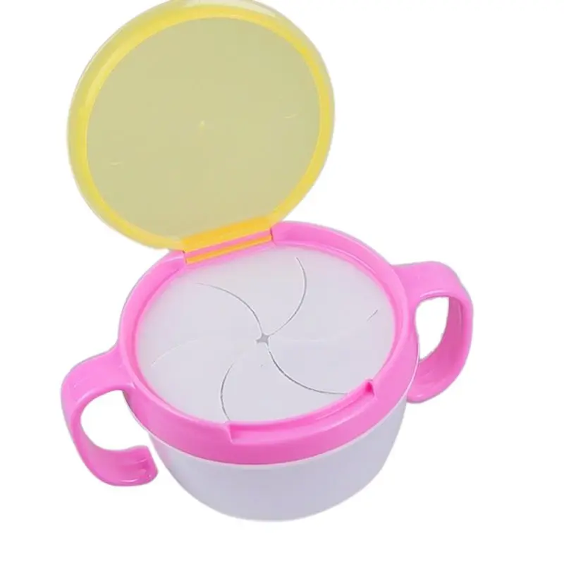 Buy Anti sprinkle Baby Snack Cup Double Handle Biscuits Snack Bowl Spill Proof